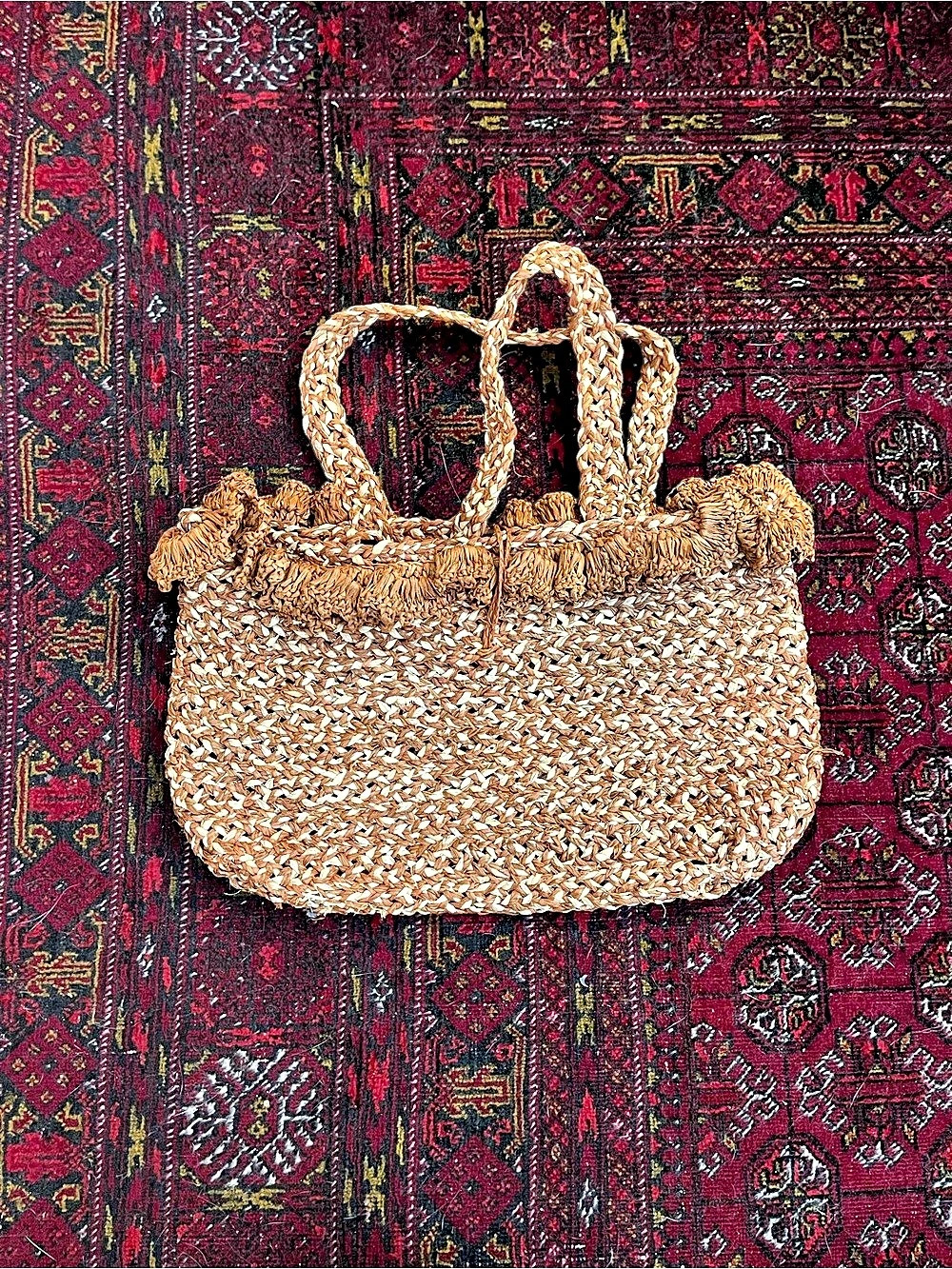 Woven Ruffled Mini Tote